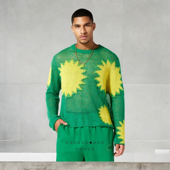 SAVAGE X FENTY KNITTIN PRETTY LOOSE KNIT SWEATER SIZE SMALL GREEN LIGHT - Picture 5 of 13